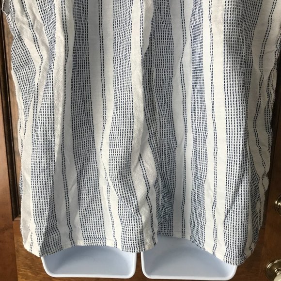 H&M White with Blue Thread Stitched Stripes Cap Sleeve Pullover Top Size 2XL - Picture 12 of 13